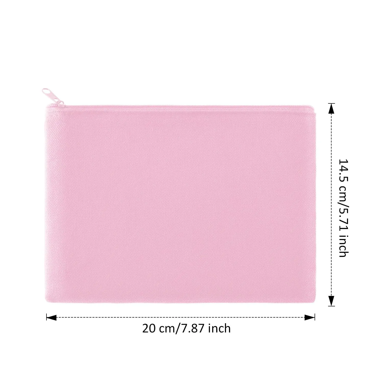 10 Pieces Cosmetic Canvas Pouch Bag Multipurpose Makeup Bag with Zipper Cotton Canvas Travel Toiletry Pouch DIY Craft(M,Pink)