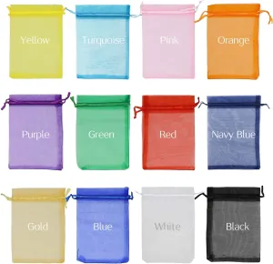 120PCS Sheer Organza Bags 5X7 inches Mesh Drawstring Gift Bags Small for Jewelry Wedding Party Baby Shower Favor Bags (Rainbow )