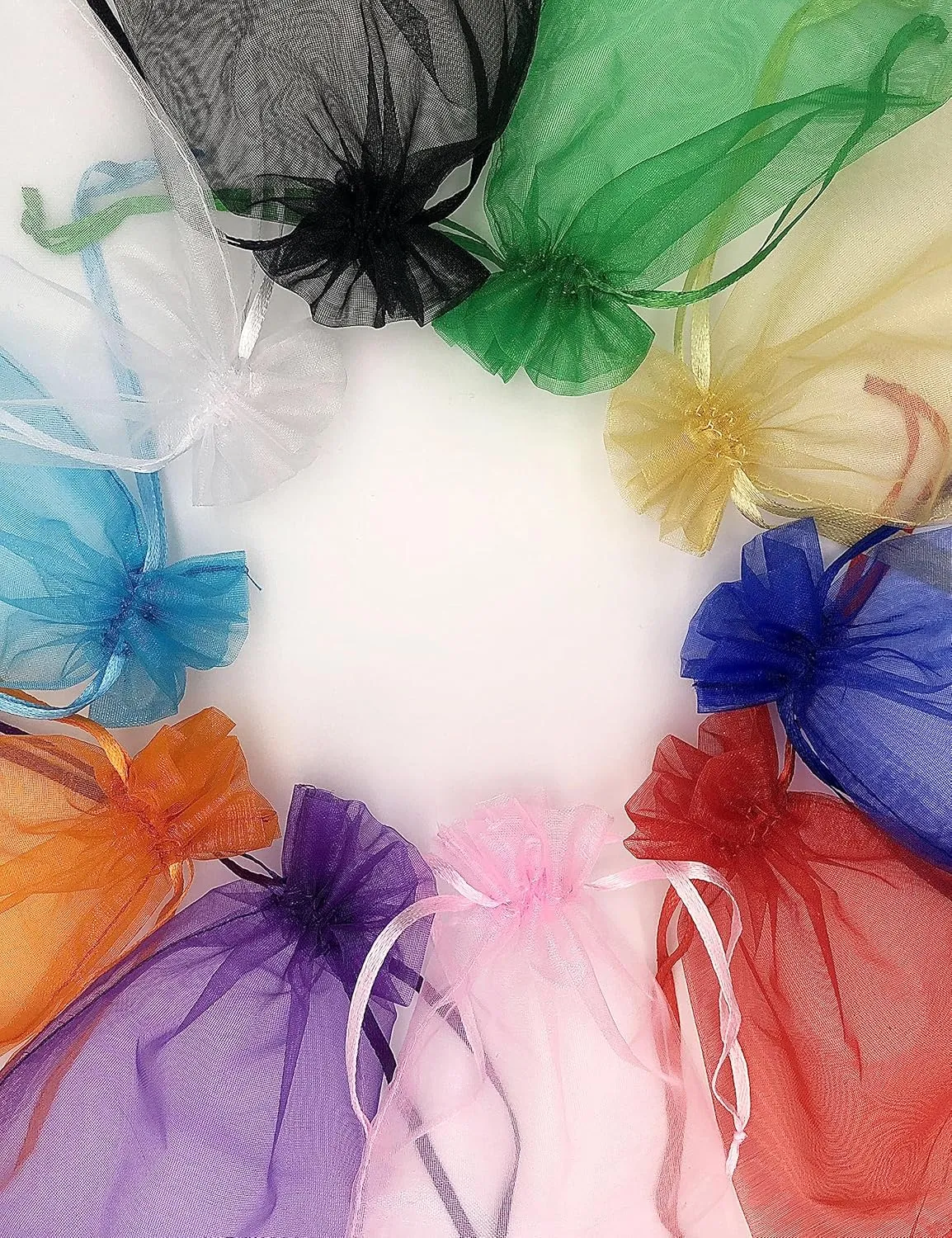 120PCS Sheer Organza Bags 5X7 inches Mesh Drawstring Gift Bags Small for Jewelry Wedding Party Baby Shower Favor Bags (Rainbow )