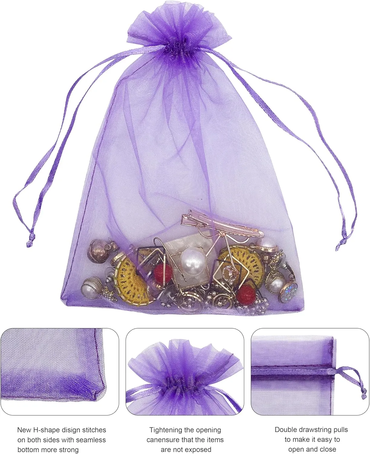 120PCS Sheer Organza Bags 5X7 inches Mesh Drawstring Gift Bags Small for Jewelry Wedding Party Baby Shower Favor Bags (Rainbow )