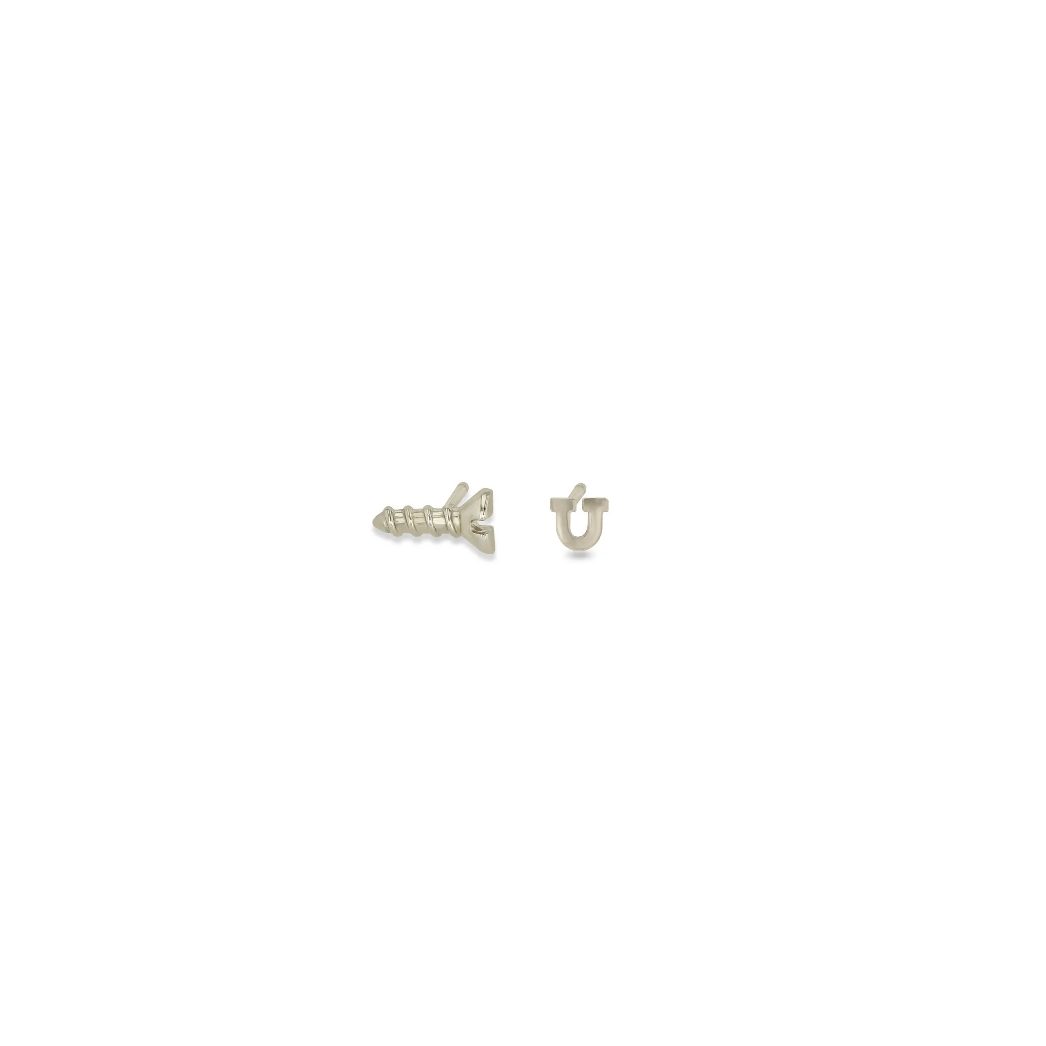 14k Gold Screw U Stud Earrings