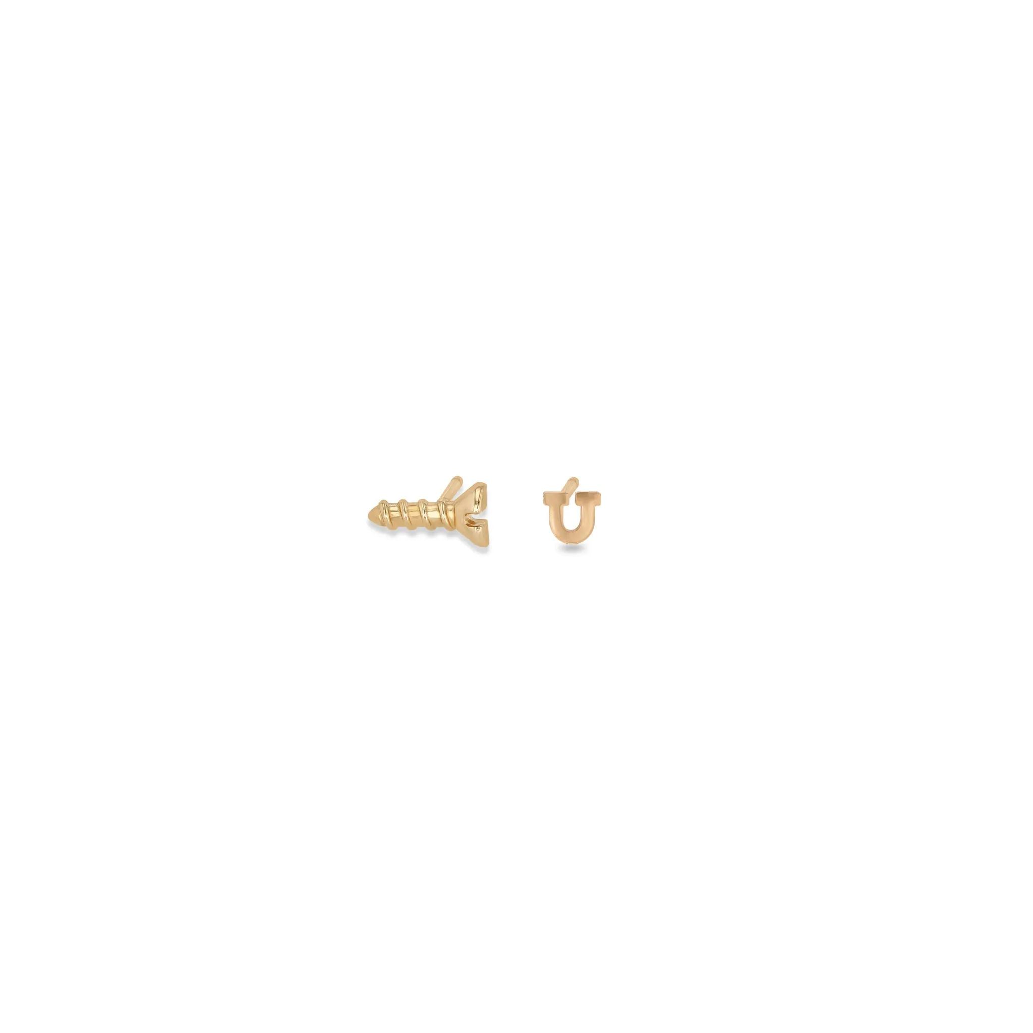 14k Gold Screw U Stud Earrings