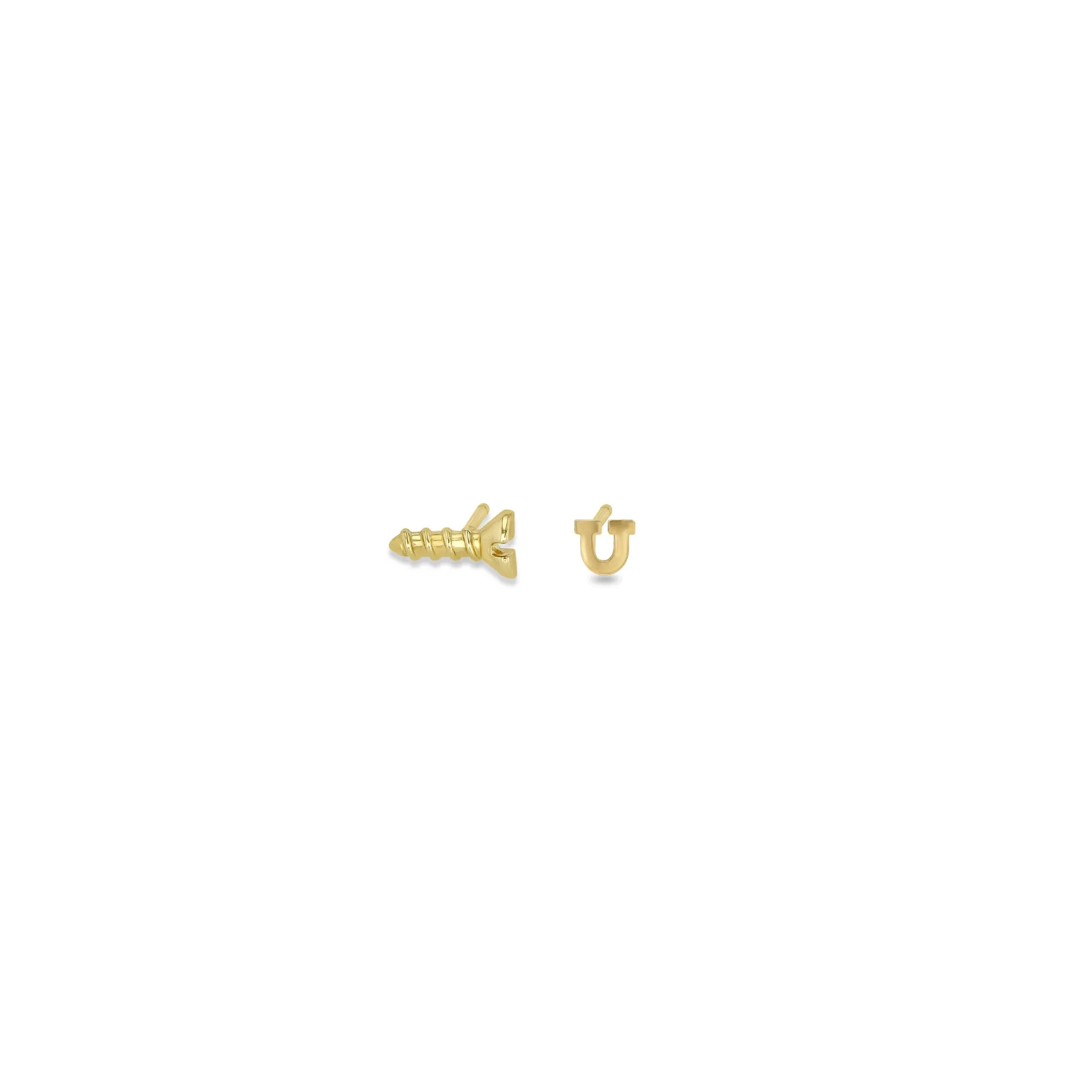 14k Gold Screw U Stud Earrings