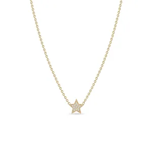 14k Midi Bitty Pavé Diamond Star Necklace