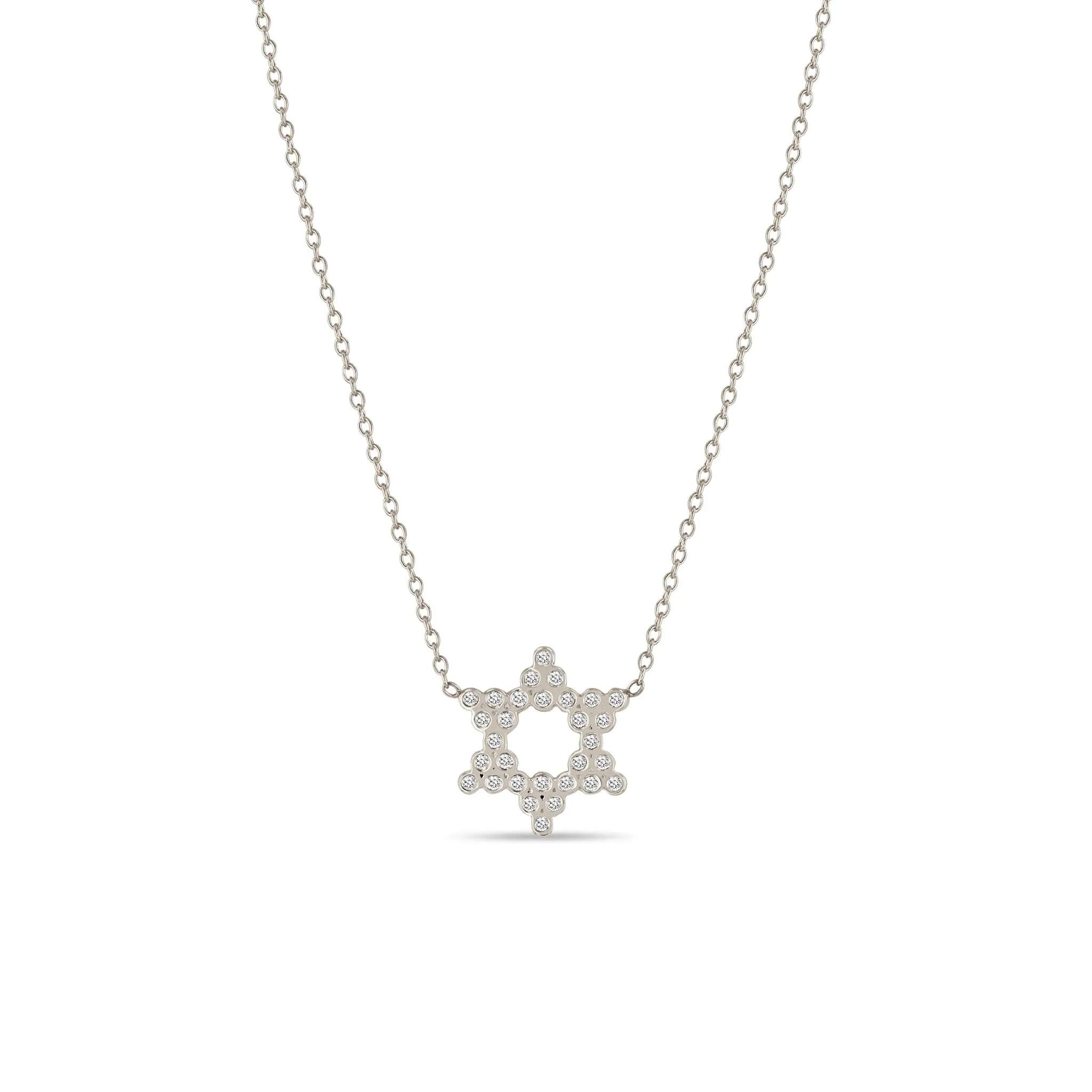 14k Small Diamond Bezel Star of David Necklace