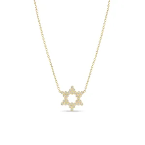 14k Small Diamond Bezel Star of David Necklace