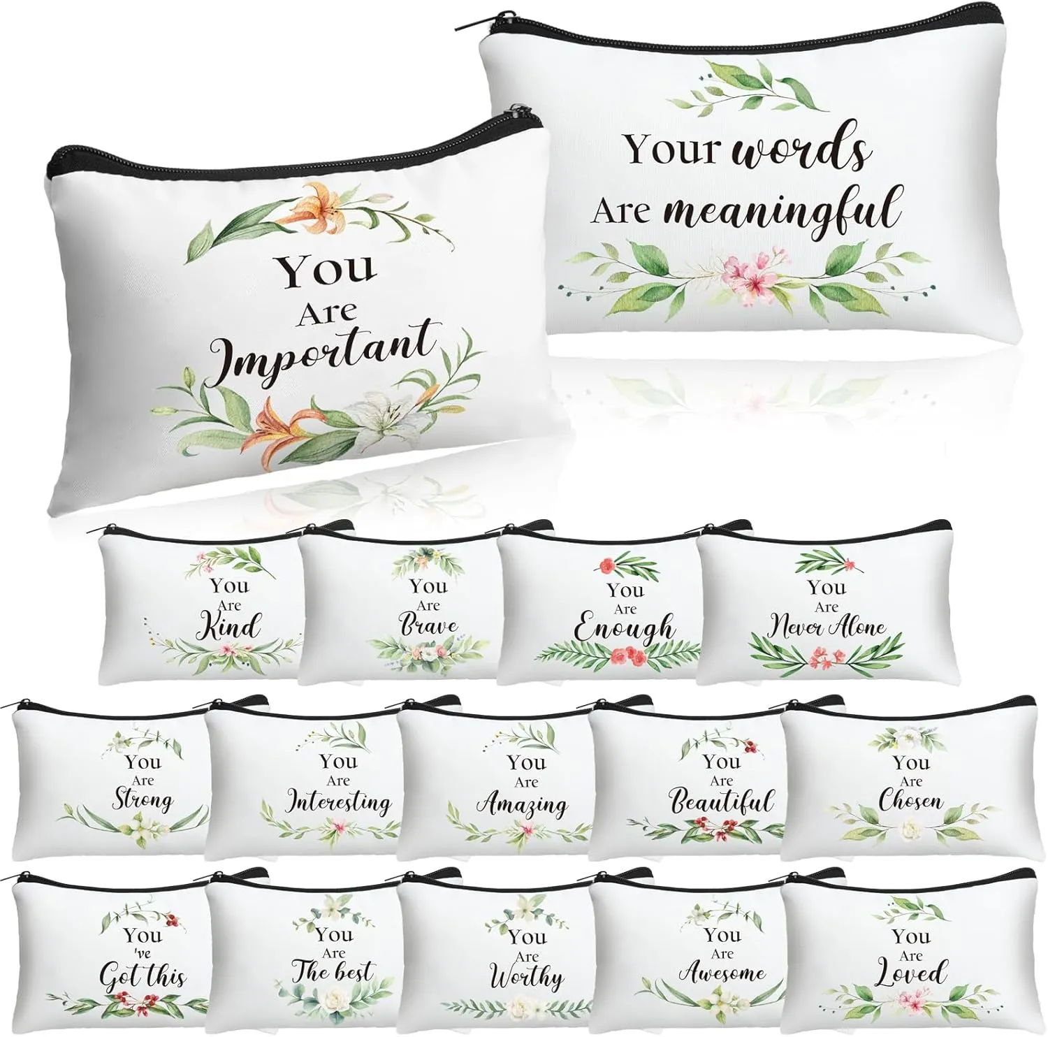 16 Pcs Christian Cosmetic Bags Bulk Christian Inspirational Gift for Women Religious Makeup Bags with Zipper Inspirational Bible Verse Pencil Pouch for Church Travel Motivational Religious Favors