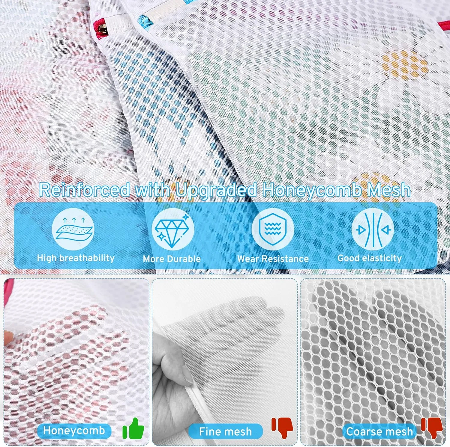 2 Pack XXL Durable Honeycomb Mesh Laundry Bags for Delicates with Premium Zipper, Lingerie Bags for Washing Delicates, Laundry Mesh Wash Bags for Bed Sheet,Bed cover,Blanket,Curtain, Sweater