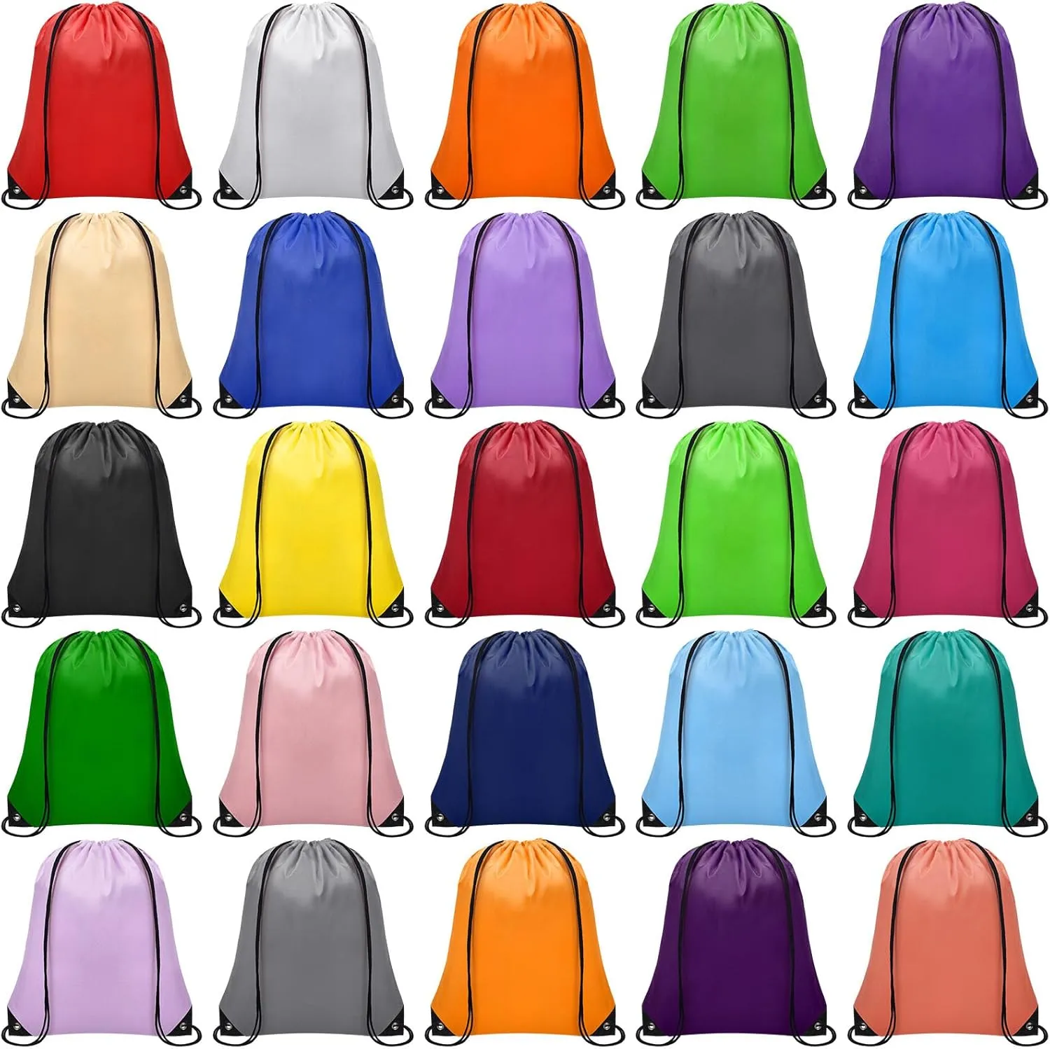 25 Pieces Drawstring Bags Bulk Drawstring Backpack Draw String Bag Cinch Sack for Gym Traveling Yoga Outdoor Sports (25 Colors)