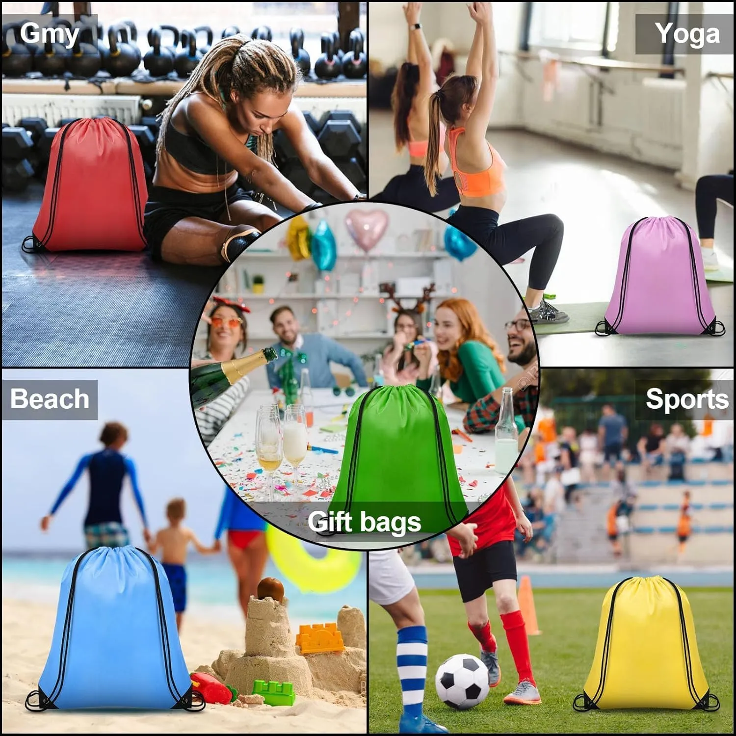 25 Pieces Drawstring Bags Bulk Drawstring Backpack Draw String Bag Cinch Sack for Gym Traveling Yoga Outdoor Sports (25 Colors)