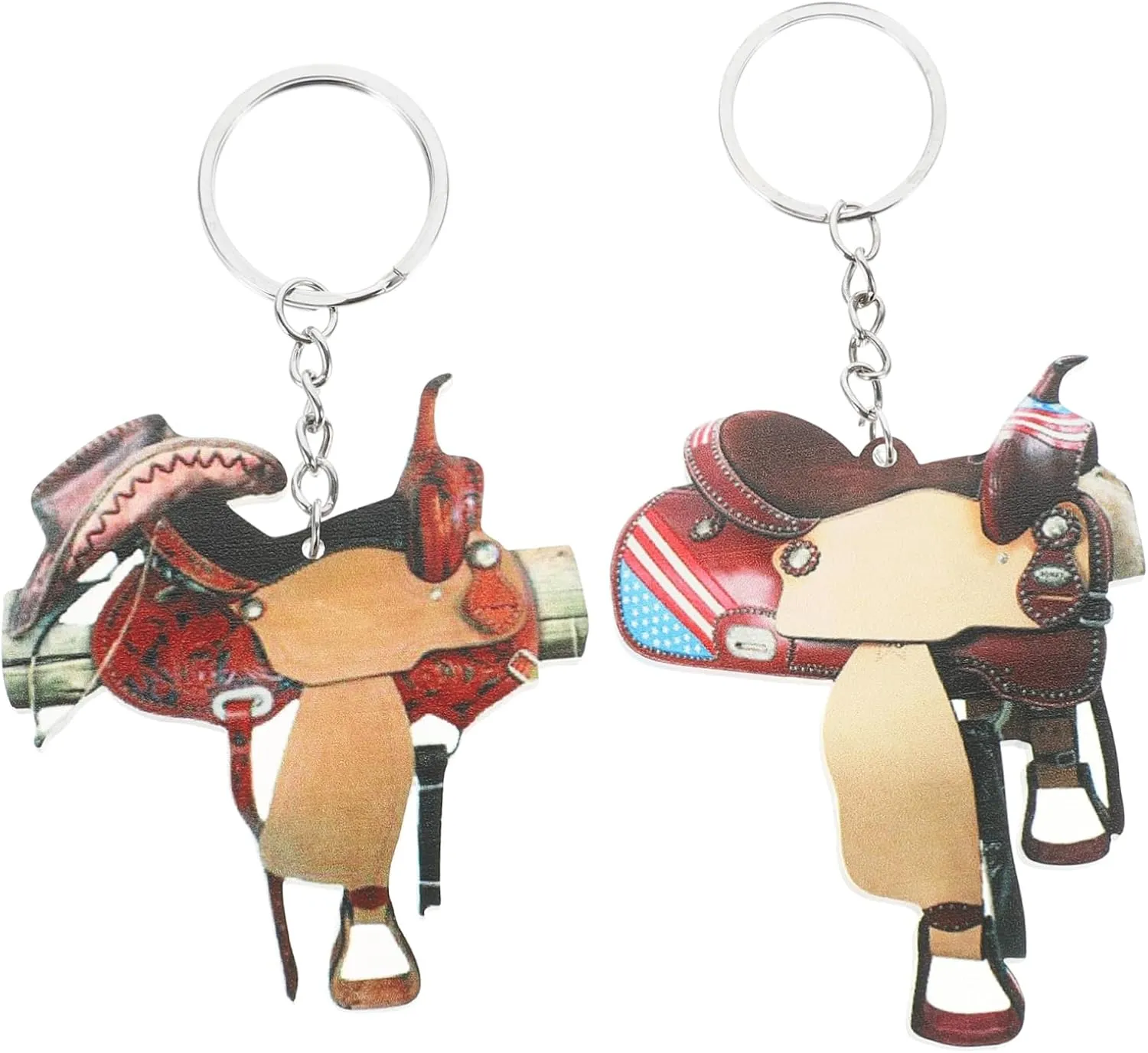 2Pcs Saddle Shaped Aesthetic Keychains for and Bags Durable Western Party Ornaments present for Stylish Key Rings with Unique Design