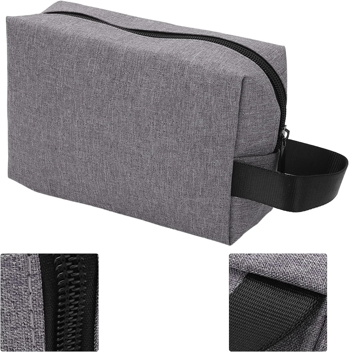 2Pcs Travel Cosmetic Storage Bag Canvas Toiletry Pouch For Make Up Skin Care Product Blue (Grey)