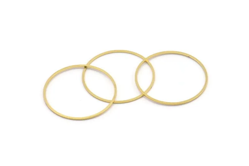 31.5mm Circle Connectors - 24 Raw Brass Circle Connectors (31.5x0.80mm) A4083