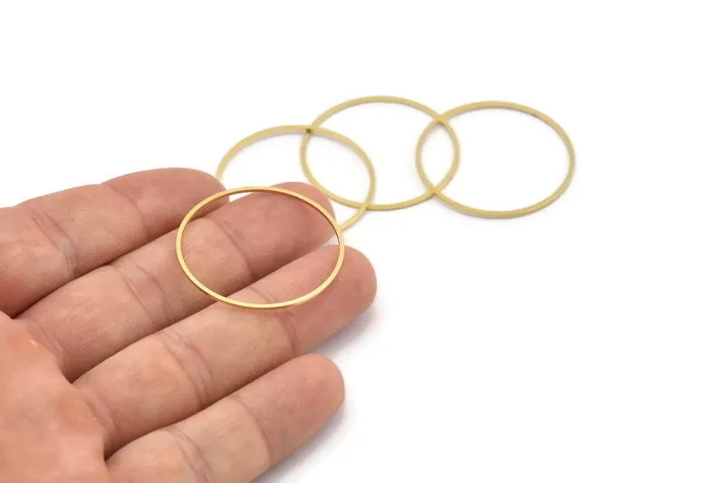 31.5mm Circle Connectors - 24 Raw Brass Circle Connectors (31.5x0.80mm) A4083