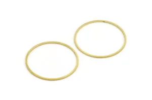 35mm Circle Connectors - 24 Raw Brass Circle Connectors (35x1x1mm) Bs 1087