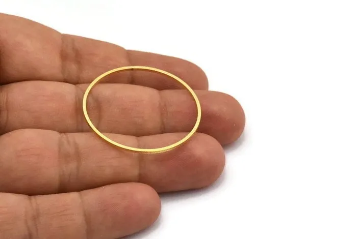 35mm Circle Connectors - 24 Raw Brass Circle Connectors (35x1x1mm) Bs 1087