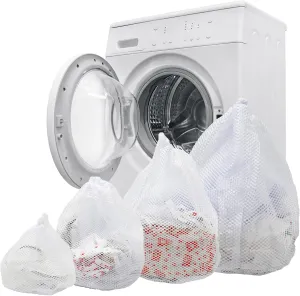 4 Pcs Mesh Laundry Bags Machine Washable Drawstring Design Travel Mesh Wash Bags for Clothes, Bed Linen, Blouse, Hosiery, Underwear (4 Size)