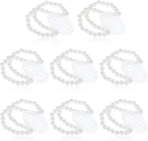 8 Pcs Pearl Corsage Wristlet Band, Elastic Pearl Bead Wrist Corsage Bracelets for Wedding Prom-Handmade Wrist Corsages Supplies for Hand Flower DIY