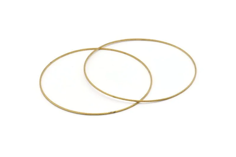 80mm Circle Connectors - 12 Raw Brass Circle Connectors (80x1x1mm) BS 1101