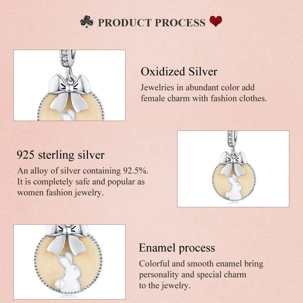 925 Sterling Silver Bunny Pendant For Bracelet Or Necklace