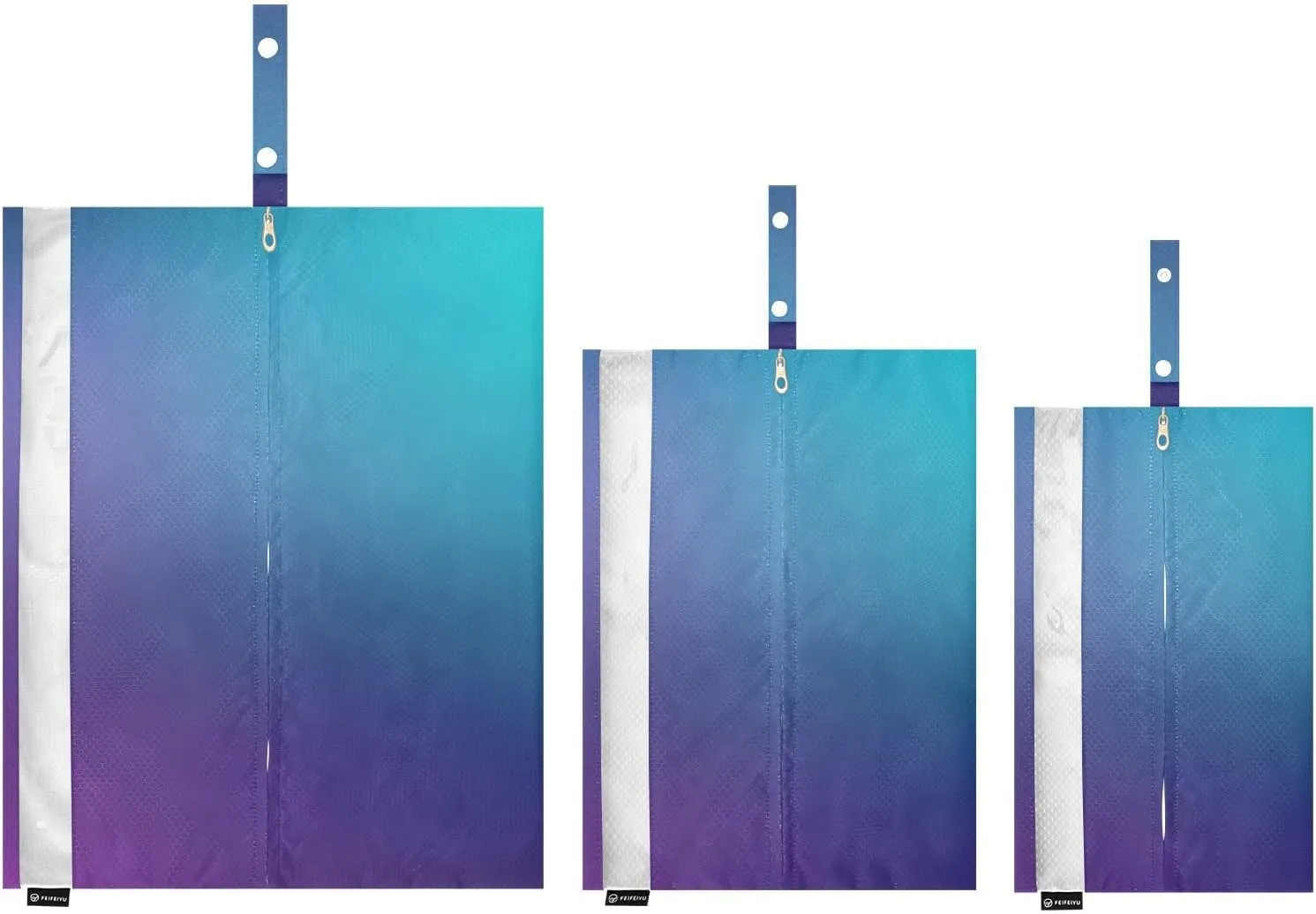 Abstract Blurred Teal Purple Blue 3 Set Travel Packing Cubes For Suitcases, Foldable, Garment Bag Closet Storage, Luggage Space Saver, Luggages Management Personnel