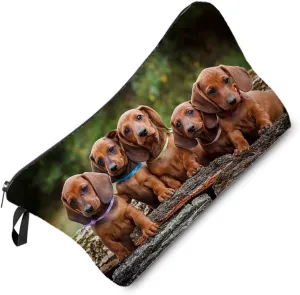 Adorable Dachshund Dog Cosmetic Bag Cute Small Makeup Bag Travel Toiletry Zipper Pouch Dachshund Puppy Birthday Present for Dachshund Lovers Dachshund Mom Women
