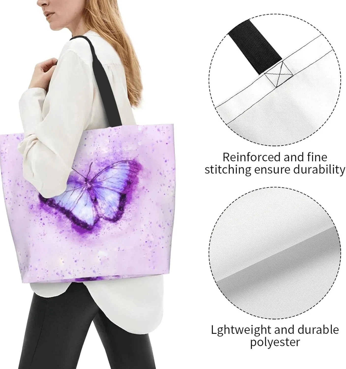AmerTac Tote Bag Large Women Casual Shoulder Bags Gifts Reusable Waterproof For Weekender Travel Grocery Shopping Outdoor