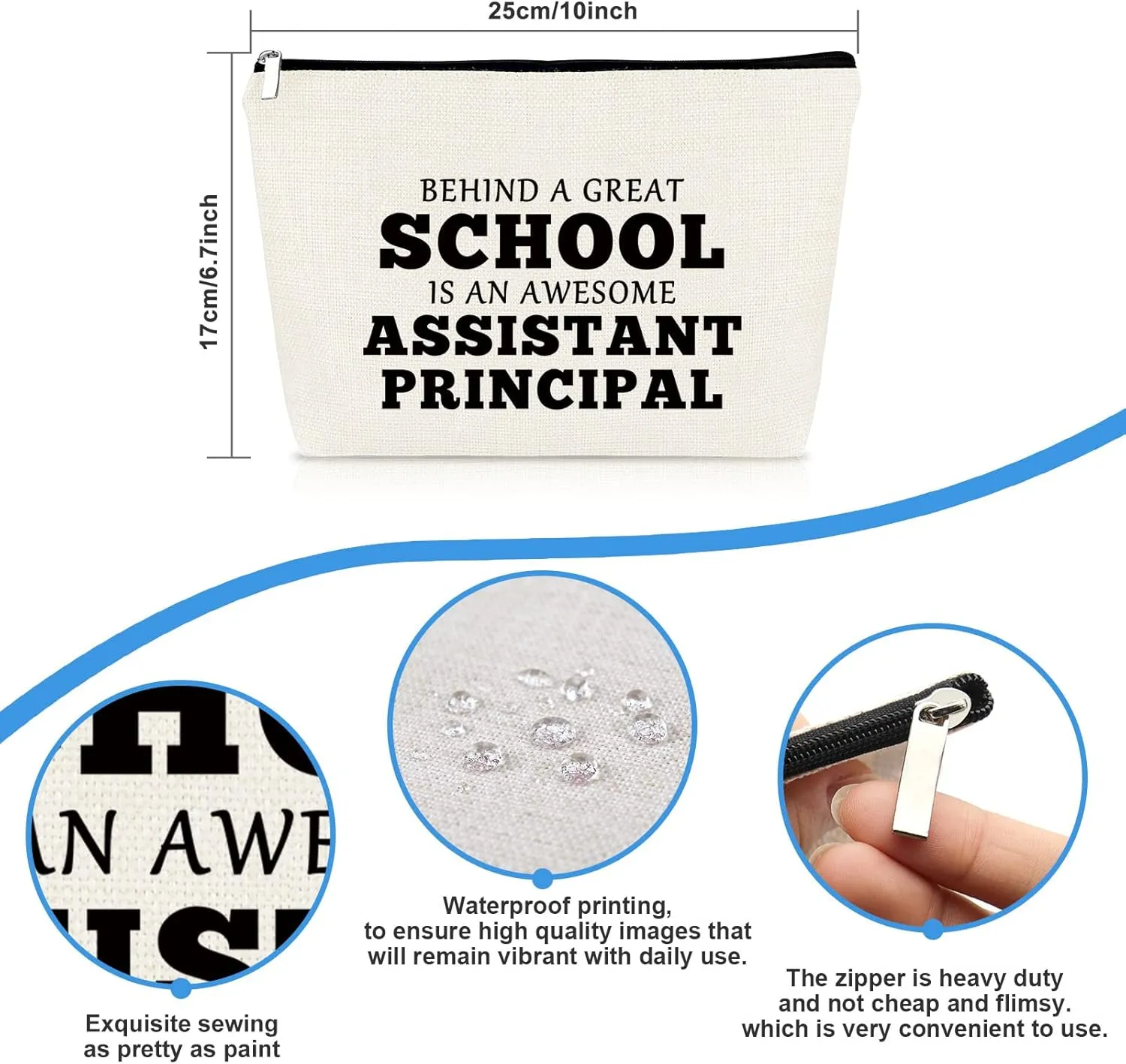 Assistant Principal Gift Principal Makeup Bag Gift Assistant Principal Appreciation Gift Cosmetic Bag Thank You President Teacher Graduation Gift Assistant Principal Retirement Goodbye Farewell Gift
