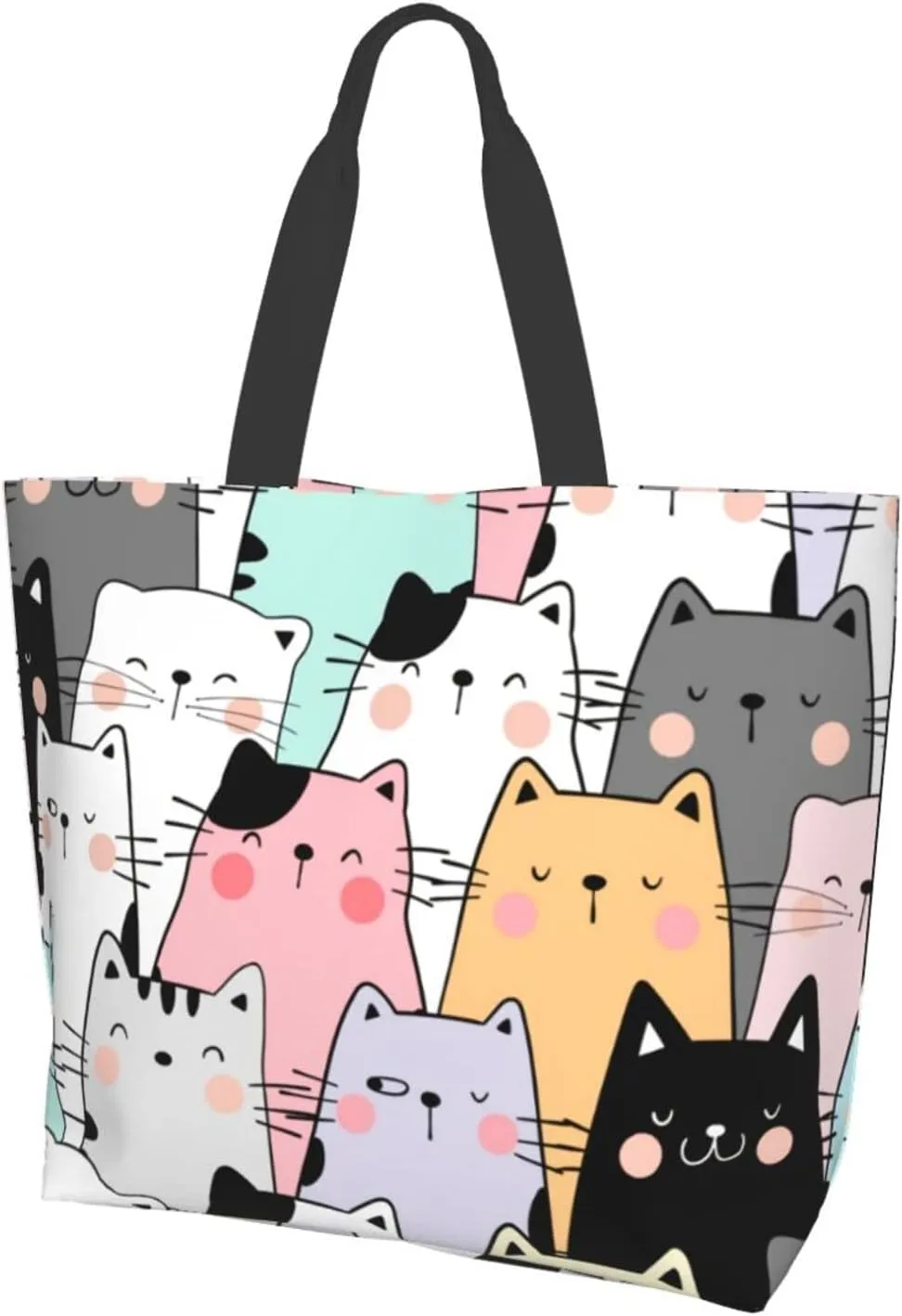 ASYG Cat Tote - Cute Large Shoulder Bag, Casual Reusable Handbag for Women, Shopping & Grocery Work Bag