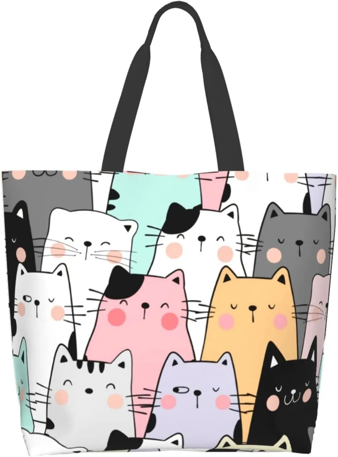 ASYG Cat Tote - Cute Large Shoulder Bag, Casual Reusable Handbag for Women, Shopping & Grocery Work Bag