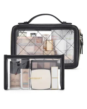 BAGSMART Clear Makeup Bag Set, TSA Approved Toiletry Bag, Clear Travel Bags for toiletries, Cosmetic Bags with Zipper, Makeup Organizer Bags Fit Carry-on Travel Essentials, Black