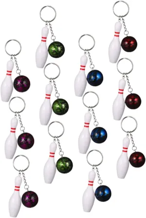 balacoo 12pcs Bowling Keychains Bag Backpack Decorative Fun Keychains Bowling Pin Charms Sports
