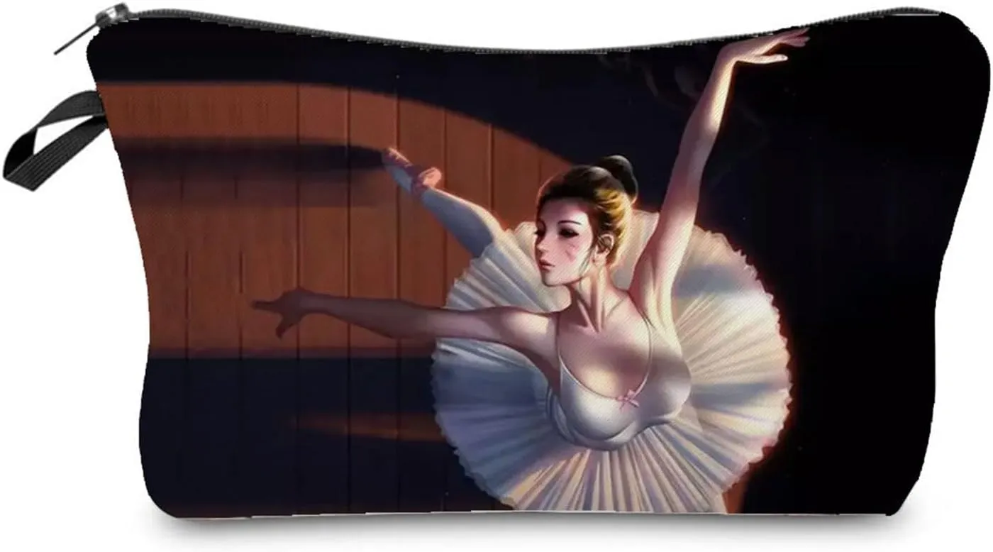 Ballet Dancer Makeup Bag Cute Small Organizer Bag Travel Toiletry Zipper Pouch Ballet Dancer Cosmetic Bag Graduation Gift for Ballet Dancers Learner Women