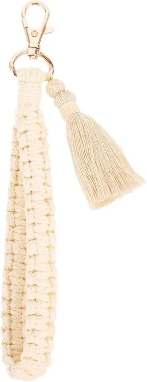 Beaupretty Tassels Macrame Keyring Lanyard Braided Wristlet Keychain Holder for Keys Bags Back Unique present