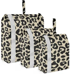 Beige Black Animal Print 3 Piecing Packing Travel Bag Waterproof Plastic Bags For Clothes Clear Clothing Bags Plastic Storage