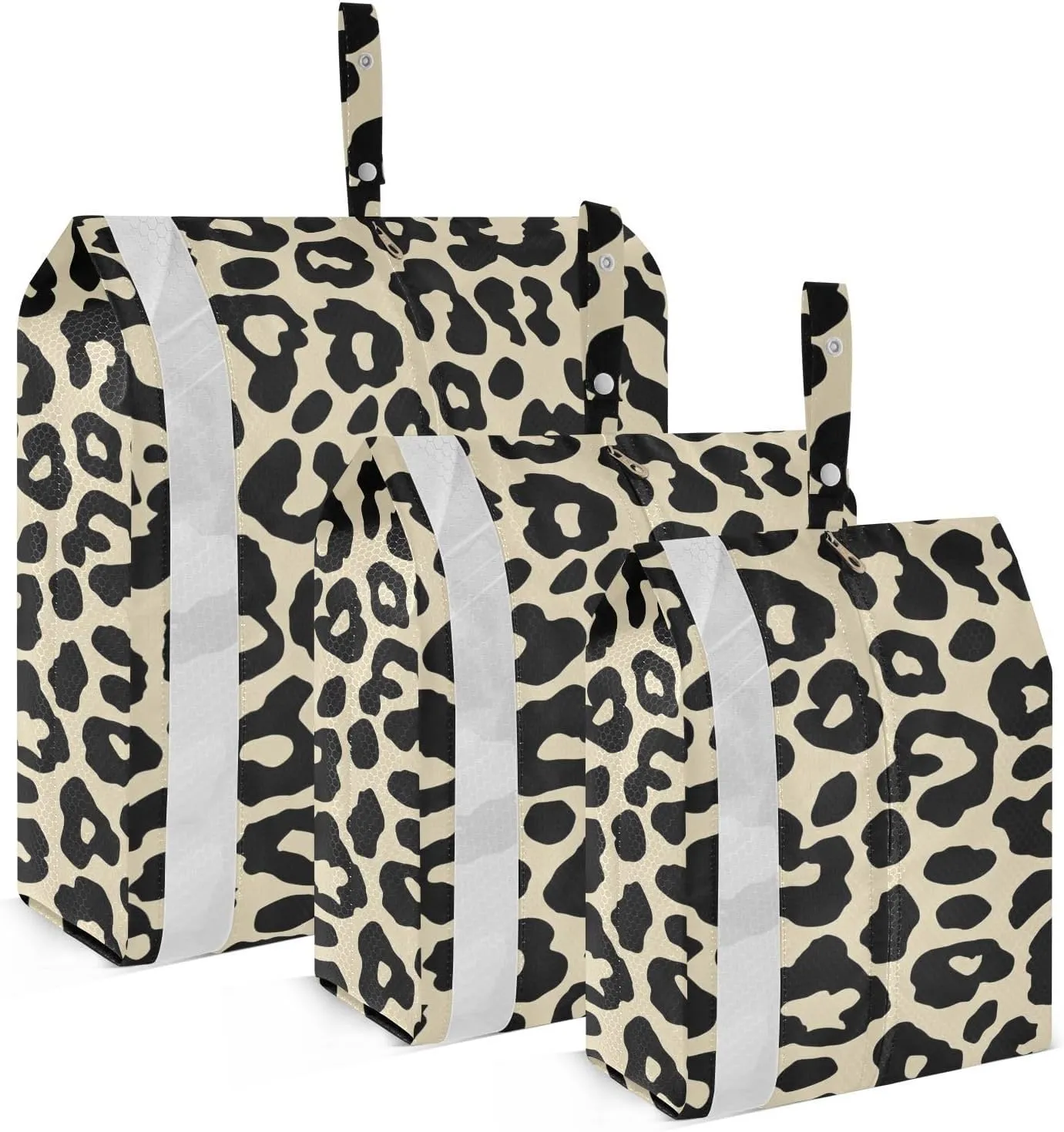 Beige Black Animal Print 3 Piecing Packing Travel Bag Waterproof Plastic Bags For Clothes Clear Clothing Bags Plastic Storage