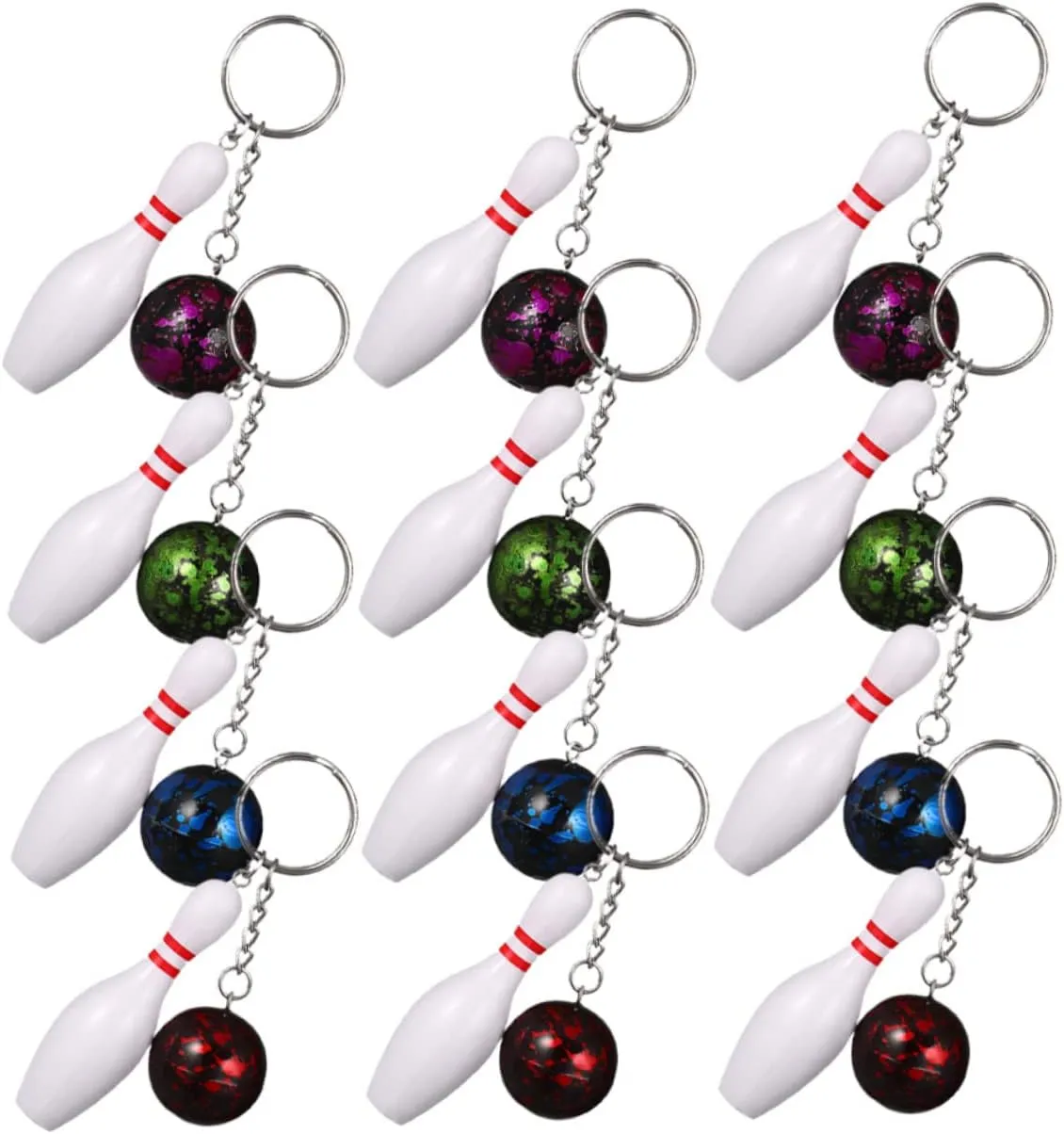 BESPORTBLE 12pcs Bowling Keychains Mini Keychain Keepsakes Sports Themed Key Rings Bowling Ball Charms