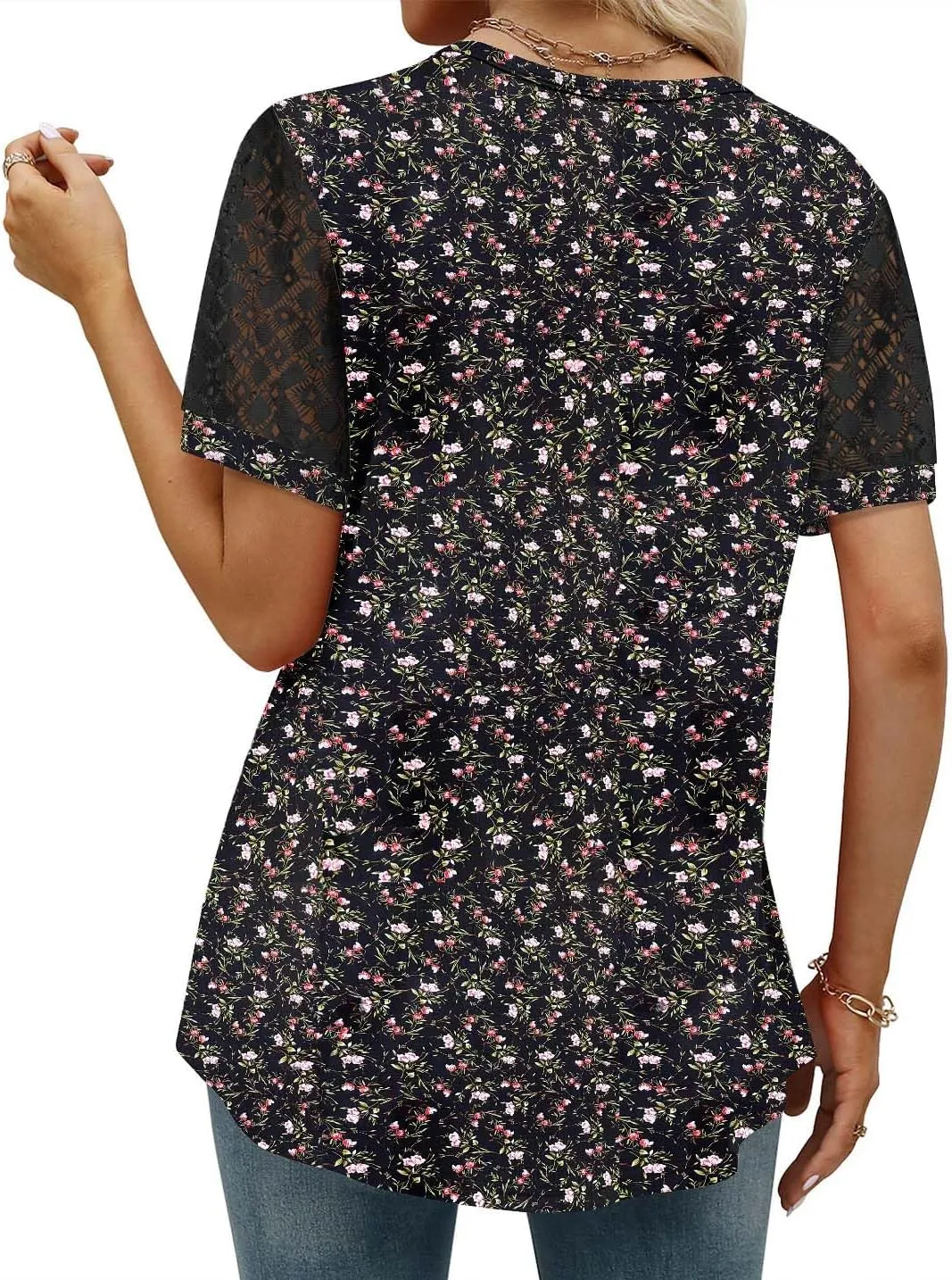 BETTE BOUTIK Womens V Neck Short Sleeve Summer Tops Button Down Pleated Tunic Tops Shirts S-3XL