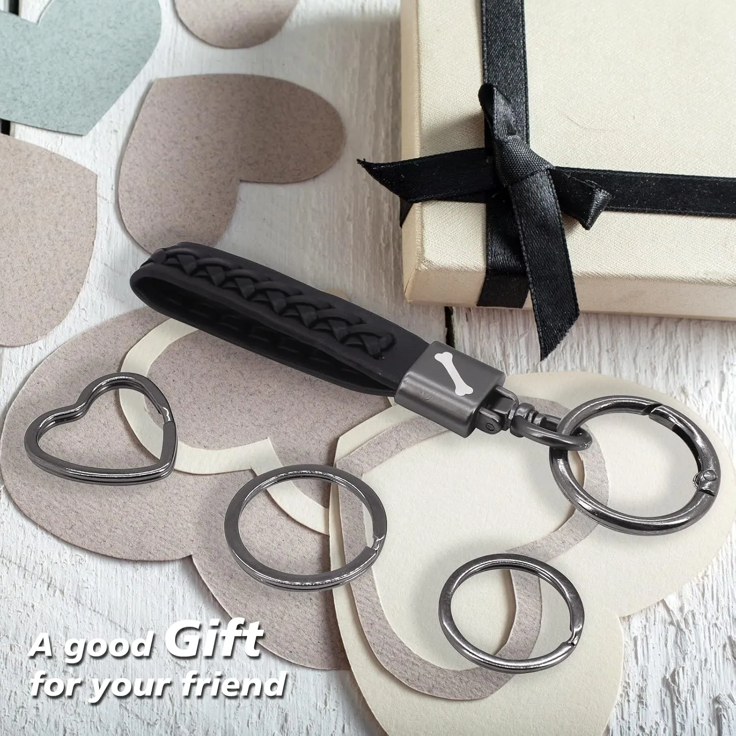 BIHRTC Key Chain keychain Holder Wristlet Keychain Leather Car Keychain Key Rings for Women Men