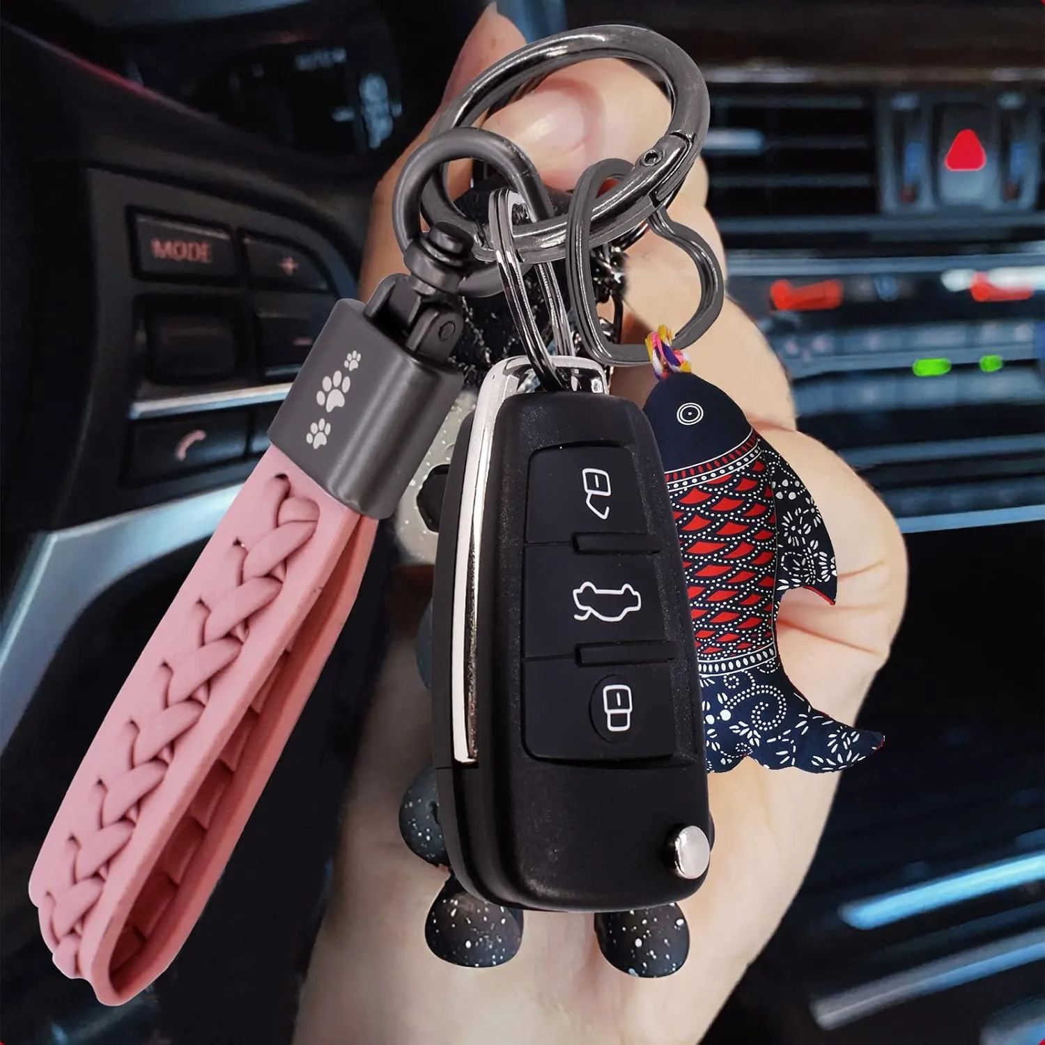 BIHRTC Key Chain keychain Holder Wristlet Keychain Leather Car Keychain Key Rings for Women Men