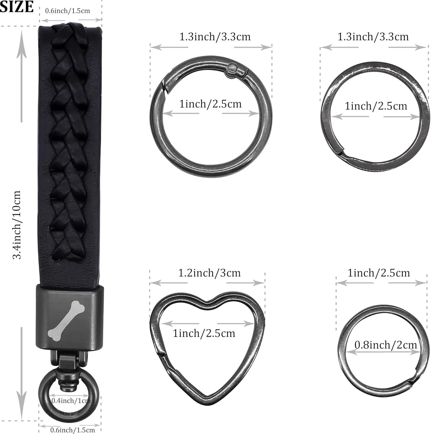 BIHRTC Key Chain keychain Holder Wristlet Keychain Leather Car Keychain Key Rings for Women Men