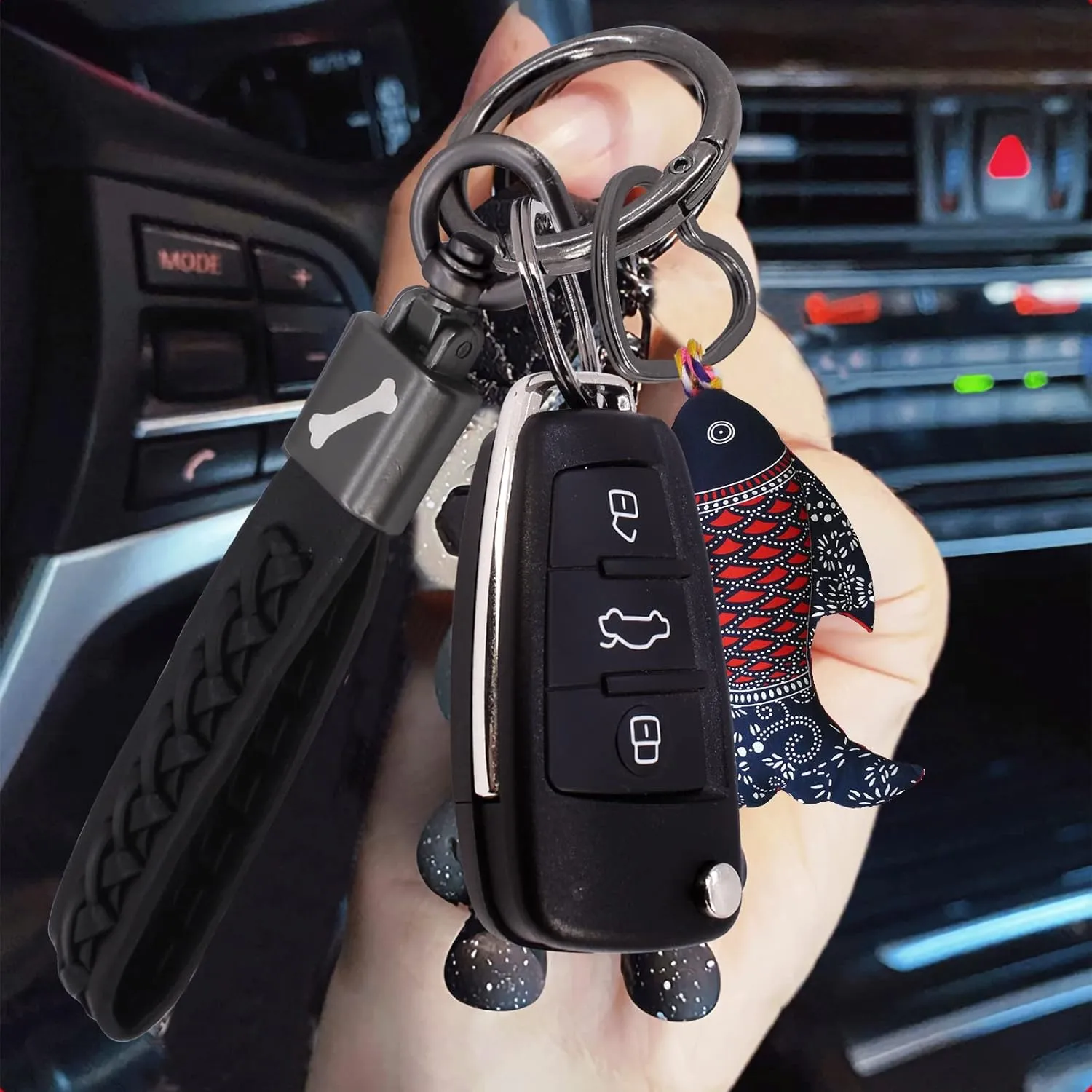 BIHRTC Key Chain keychain Holder Wristlet Keychain Leather Car Keychain Key Rings for Women Men