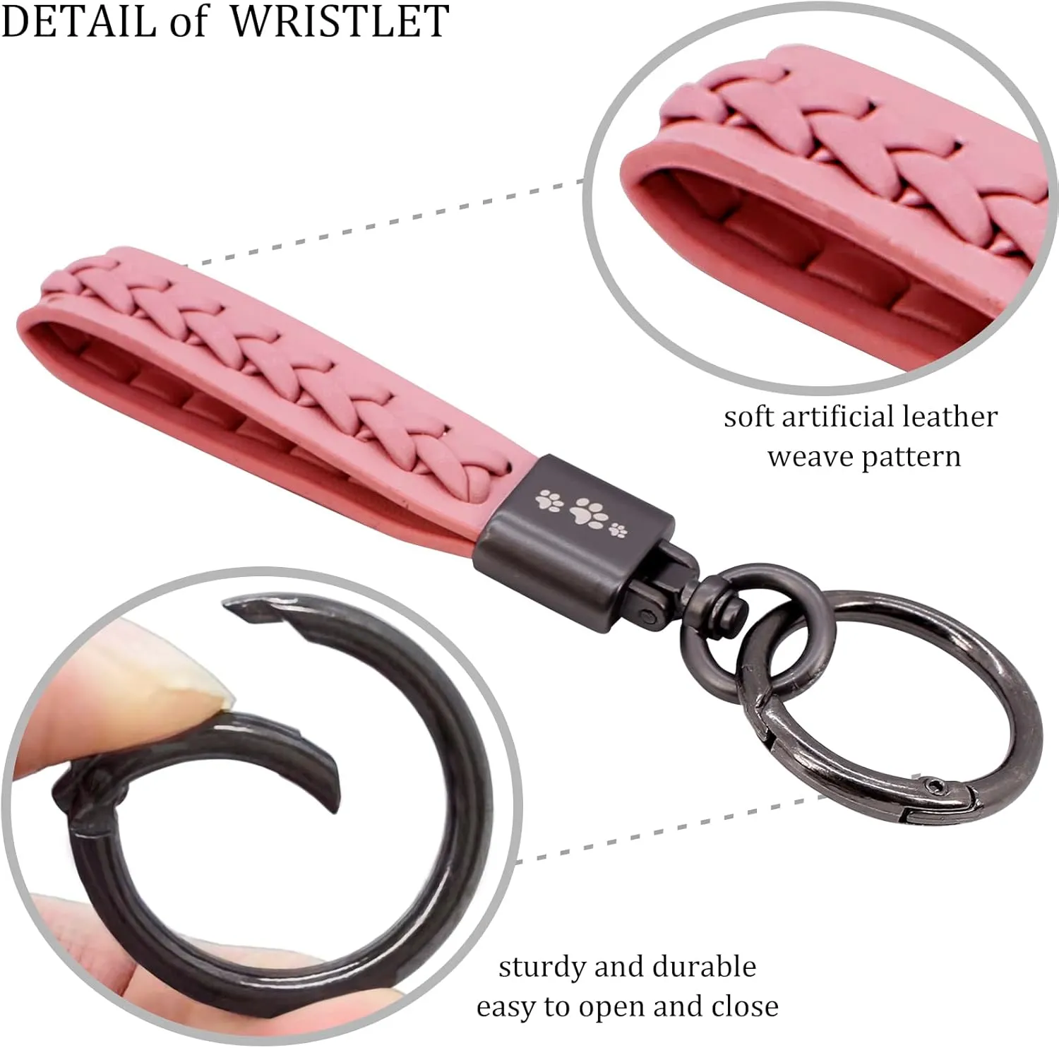 BIHRTC Key Chain keychain Holder Wristlet Keychain Leather Car Keychain Key Rings for Women Men