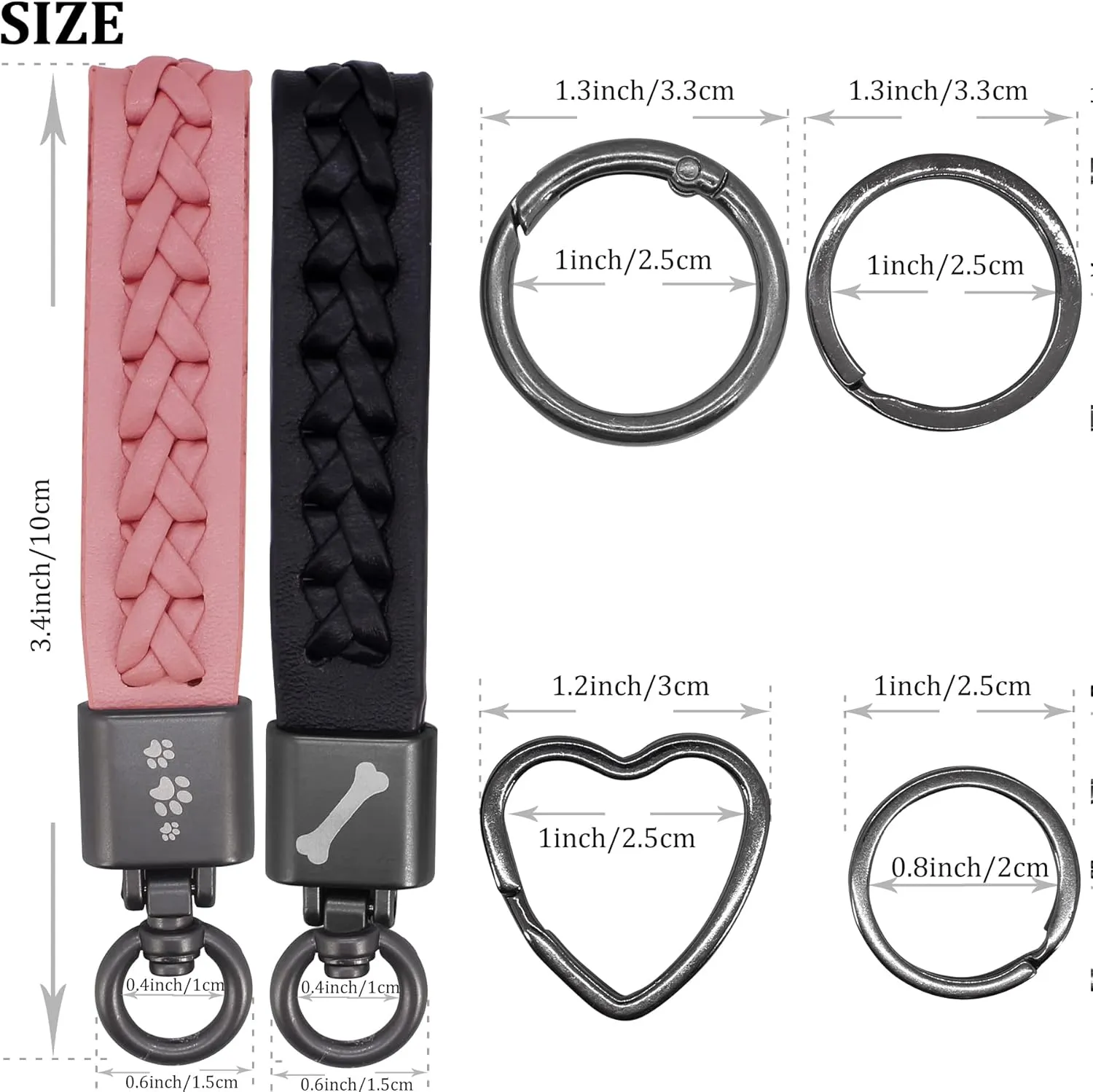 BIHRTC Key Chain keychain Holder Wristlet Keychain Leather Car Keychain Key Rings for Women Men