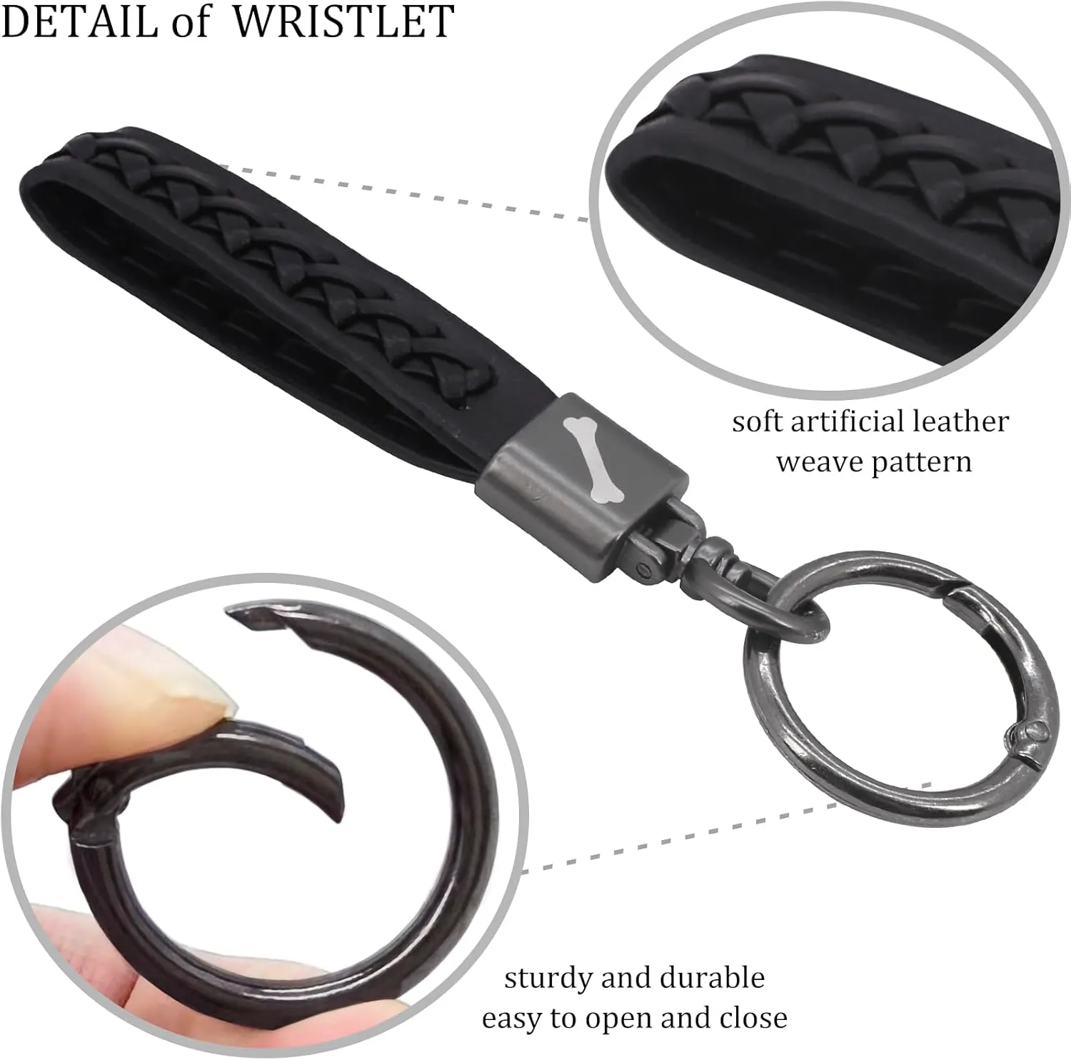 BIHRTC Key Chain keychain Holder Wristlet Keychain Leather Car Keychain Key Rings for Women Men