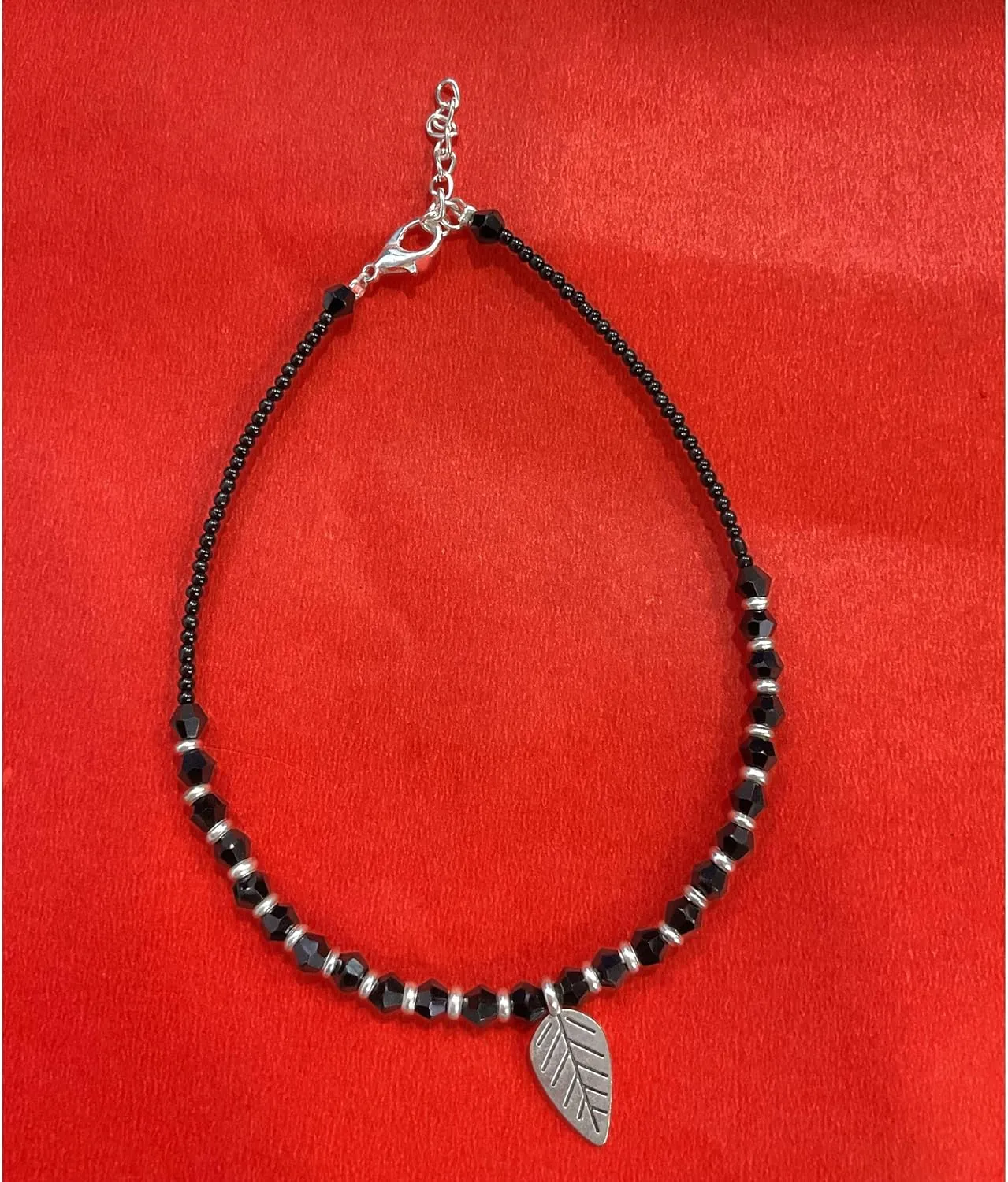 Black Bead Crystal Charm Anklet Bracelet Handmade Simple Summer Beach Waterproof Ankle Foot Chain Bracelets for Women Minimalist Jewelry Adjustable