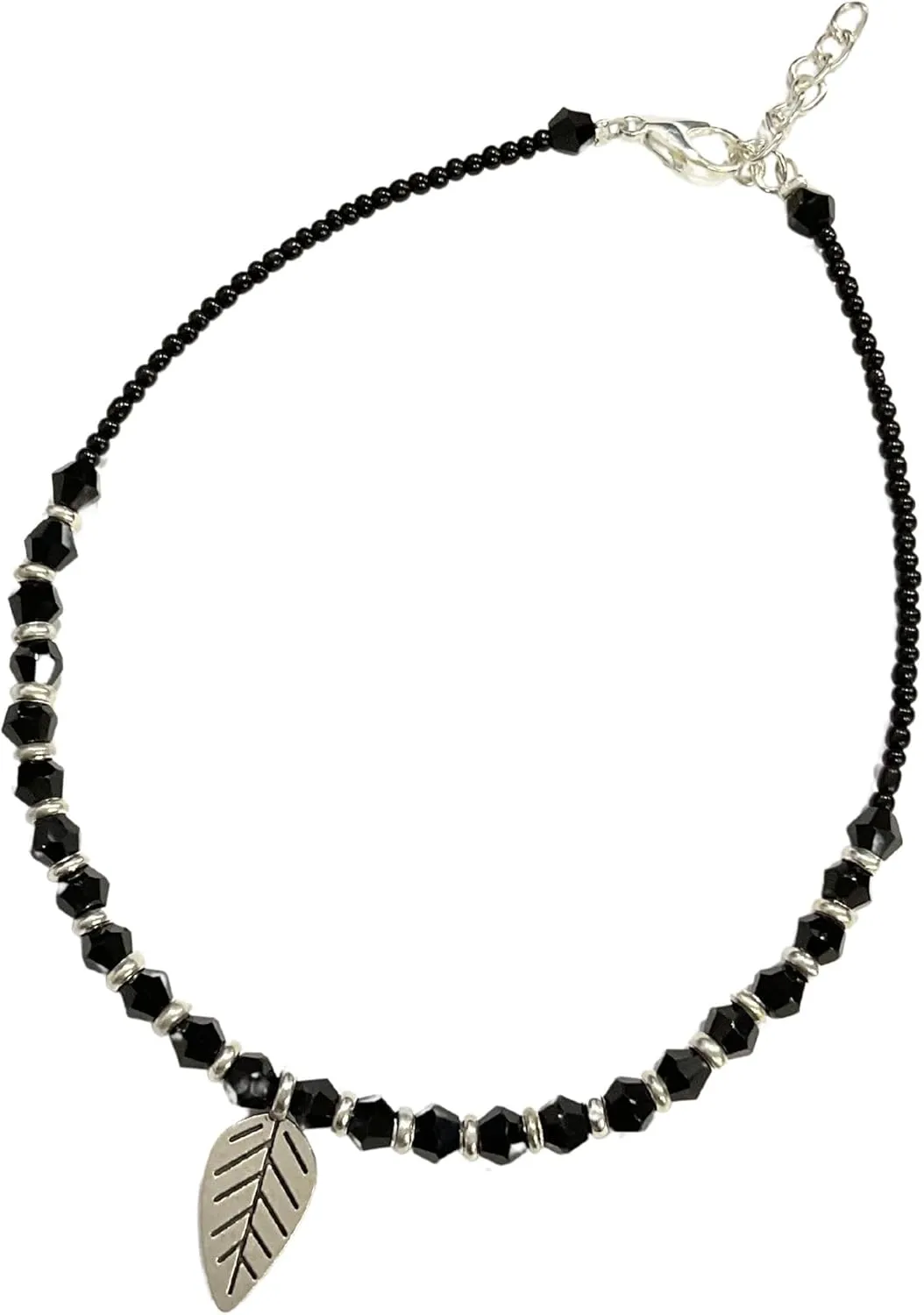 Black Bead Crystal Charm Anklet Bracelet Handmade Simple Summer Beach Waterproof Ankle Foot Chain Bracelets for Women Minimalist Jewelry Adjustable