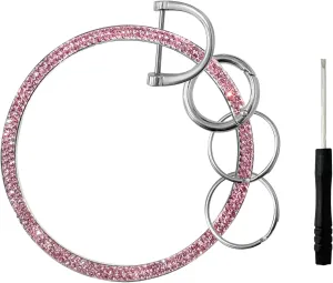 Bling Car Keychain Rhinestones Bangle Key Ring Bracelet with Metal Key Holder Wristlet for Women