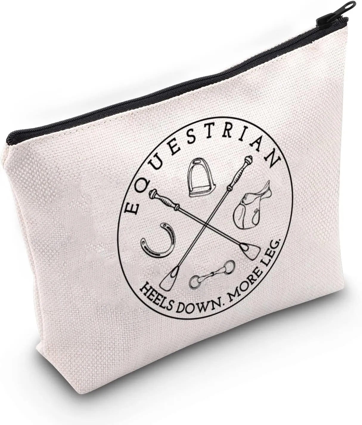 BLUPARK Equestrian Inspired Zipper Bag Horseback Riding Heels Down More Leg Bag Horse Lover Horse Trainer Gift (Equestrian bag)