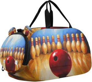 Bowling Ball Sport Duffle Bag for Kids Girls Boys, Sports Gym Bag with Shoe Compartments, Kids Travel Overnight Weekender Shoulder Bag